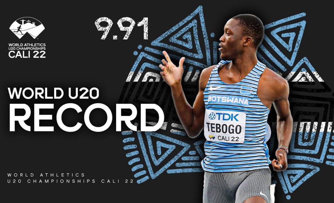 9.91 ‼️ Tebogo breaks his own world U20 record | World Athletics U20 Championships Cali 2022