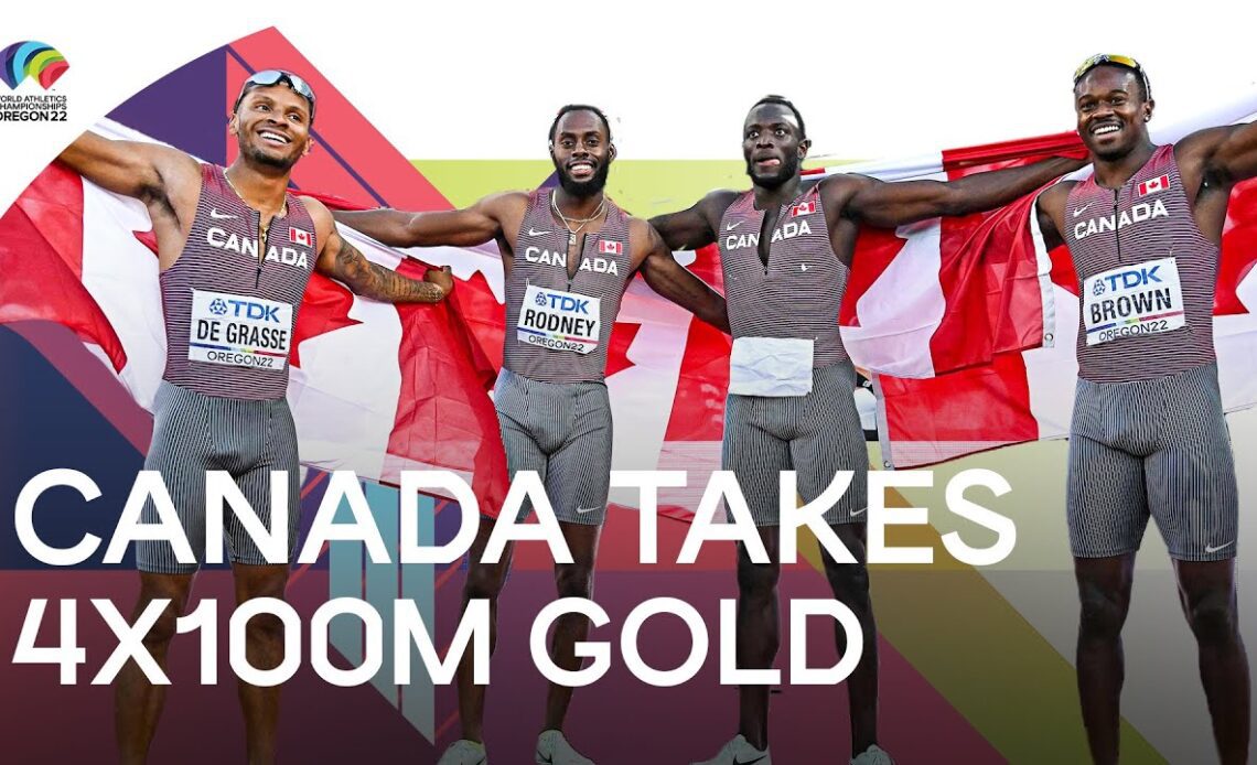 Canada 🇨🇦 beat USA 🇺🇸 in men's 4x100m relay | World Athletics Championships Oregon 22