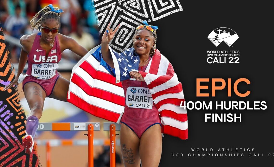 Garrett brings home the 400m hurdles gold in 56.16 | World Athletics U20 Championships Cali 2022