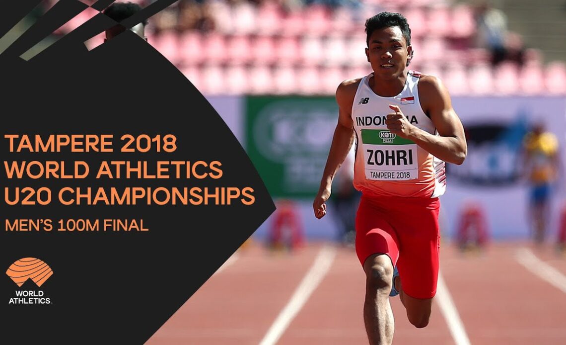 Men's 100m Final - World Athletics U20 Championships Tampere 2018