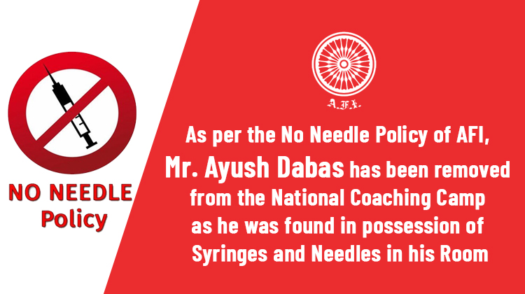 Mr. Ayush Dabas has been removed from the National Coaching Camp