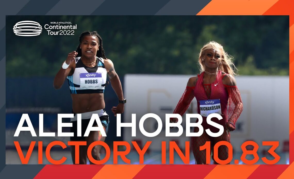 Aleia Hobbs beats Sha'Carri Richardson over 100m | Continental Tour Gold New York City 2022