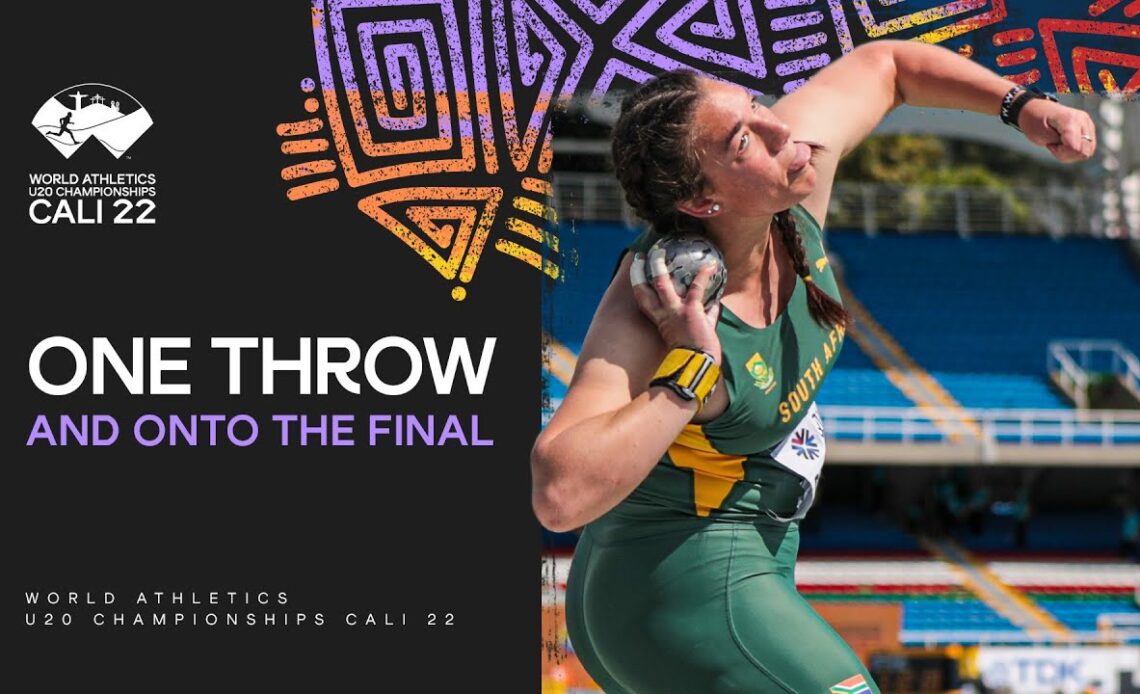 Final bound for Miné De Klerk after just one throw | World Athletics U20 Championships Cali 2022