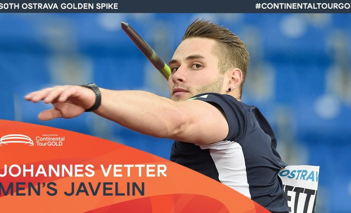 Johannes Vetter throws javelin world lead 94.20m | Ostrava Golden Spike Continental Tour Gold