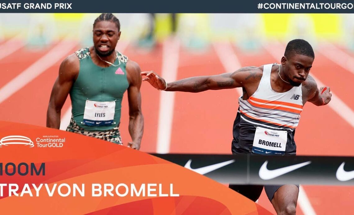 Travon Bromell holds off Noah Lyles in Eugene | USATF Grand Prix Continental Tour Gold