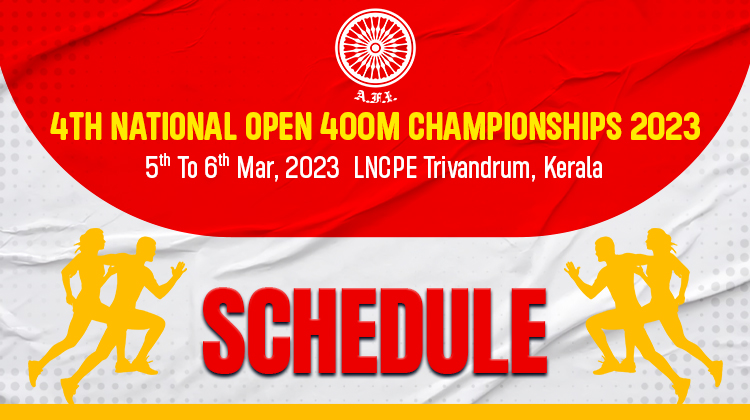 4th National Open 400m Championships 2023 – Schedule
