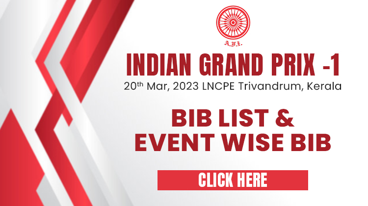 Indian Grand Prix 1 – 2023 – BIB List & Event Wise List