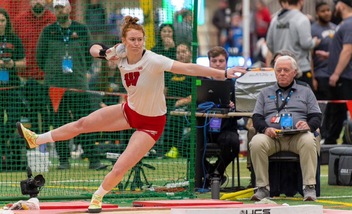 Josie Schaefer finished second in the shot put at the 2023 Big Ten Indoor Championships.
