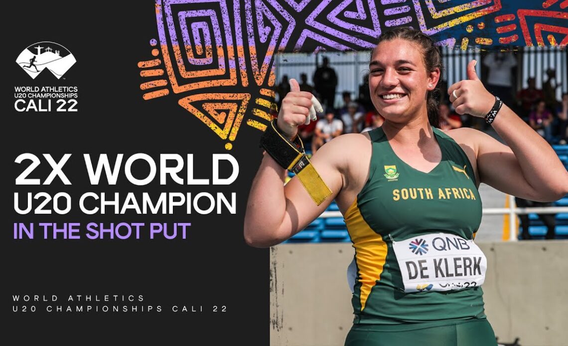 De Klerk repeats her world U20 shot put title | World Athletics U20 Championships Cali 2022