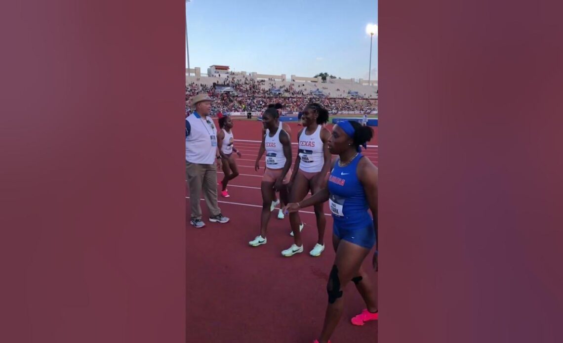 Texas Celebrates With A Round Of Applause and Hook 'Em Horns After Setting 4x100m National Record