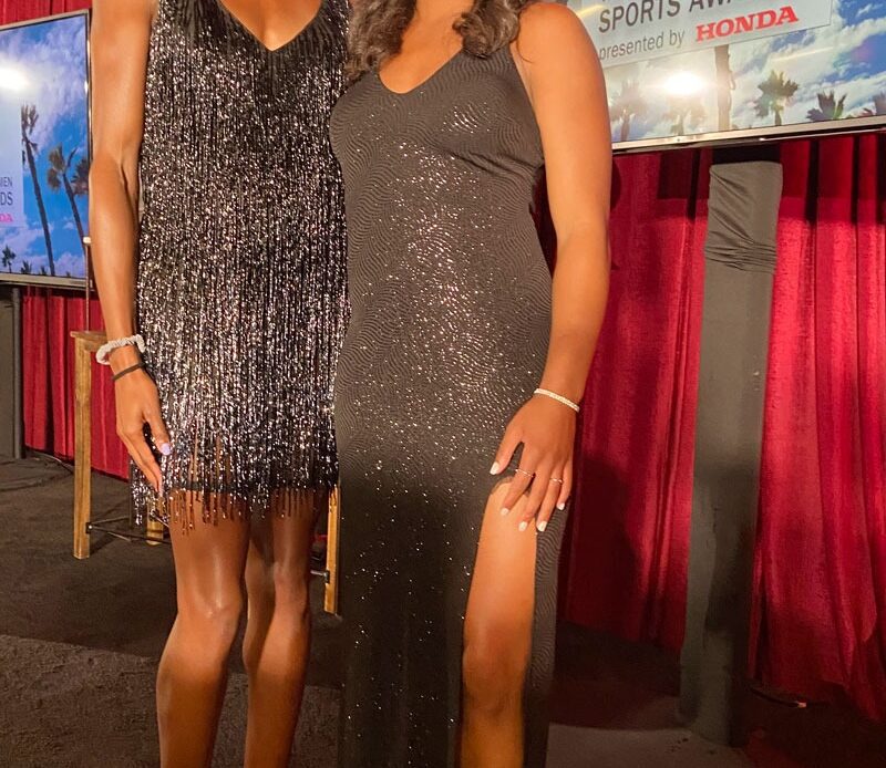 Jasmine Moore (left) and Trinity Thomas at 2023 Honda Awards