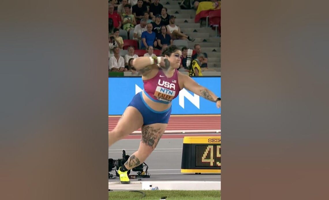 Ealey defends her shot put title 💪 #athletics #worldathleticschamps #usa #shotputthrow #hungary