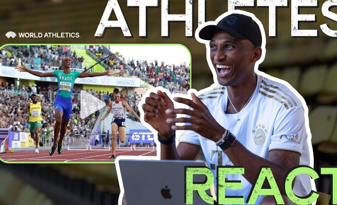 🇧🇷's Alison dos Santos reacts to record-breaking 400m hurdles gold medal  | Athletes React