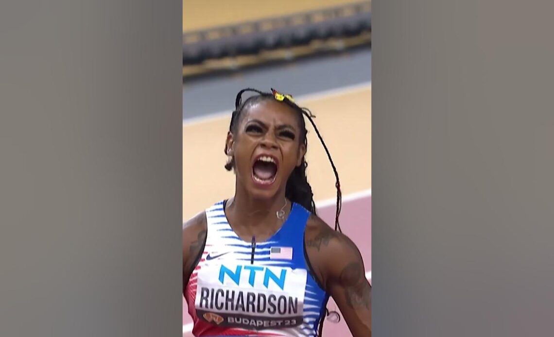 Epic finish for Sha’Carri Richardson 🔥 #shorts #track #athletics #worldathleticschamps