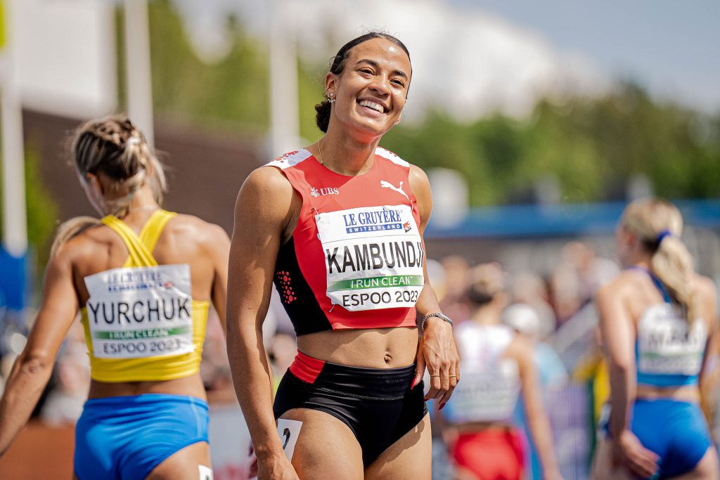 In the Mixed Zone: Ditaji Kambundji (Budapest23)