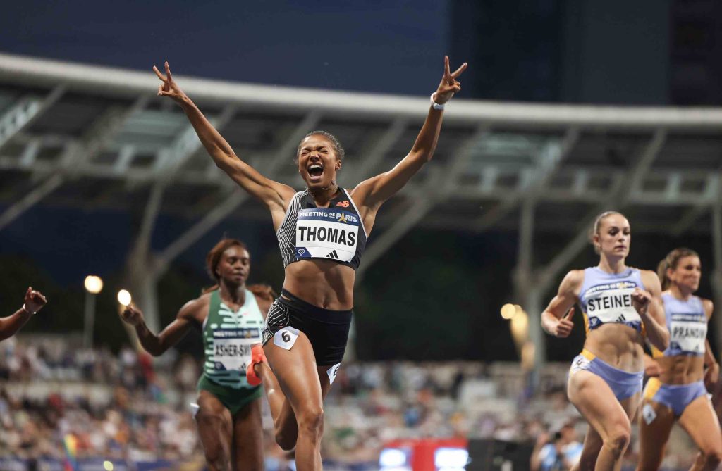 In the Mixed Zone with Gabby Thomas (Budapest23)