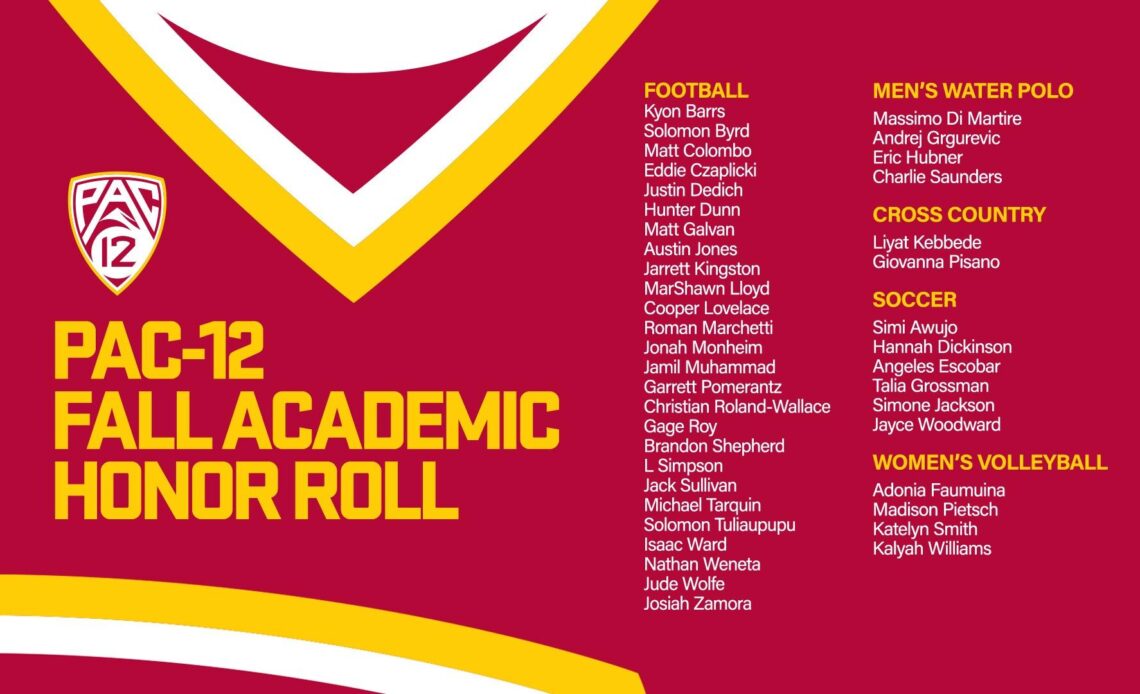 USC Scores 42 Trojans on 2023 Pac-12 Fall Academic Honor Roll