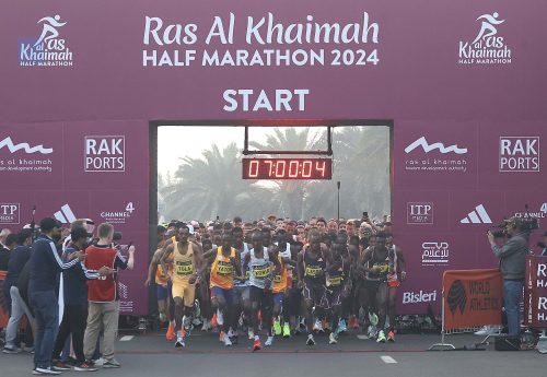 Daniel Matieko and Tsigi Gebreslema win 2024 Ras Al Khaimah Half Marathon in cool fog with 5,700 friends