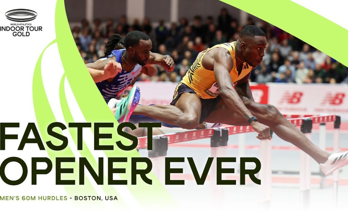 Grant Holloway storms to 7.35 over 60m hurdles in Boston | World Indoor Tour 2024