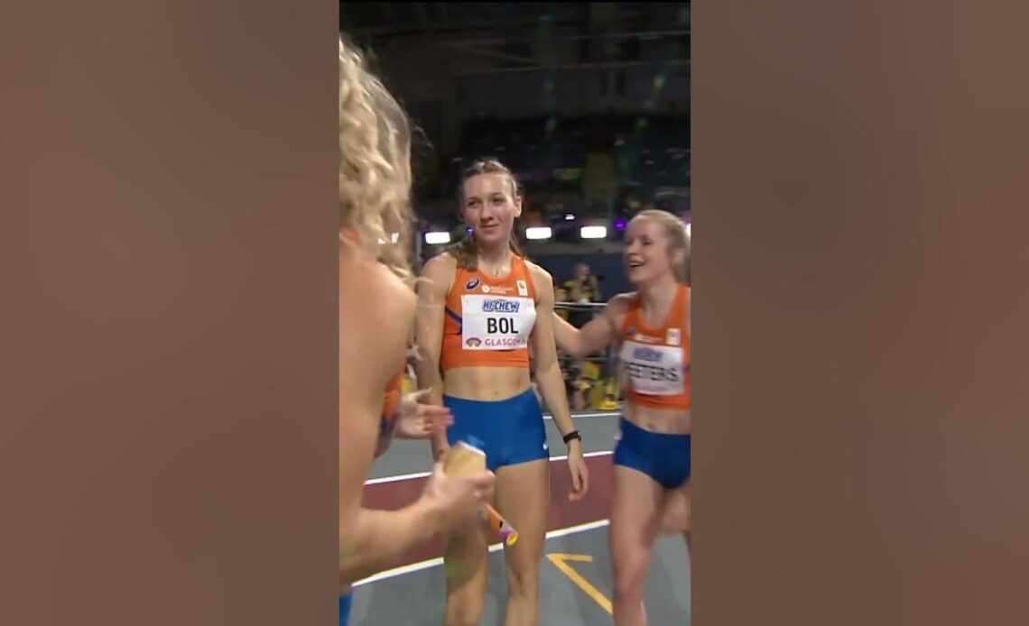 The Dutch rule the women's 4x400m 🙌 #netherlands #relays #glasgow #worldindoorchamps #dutch