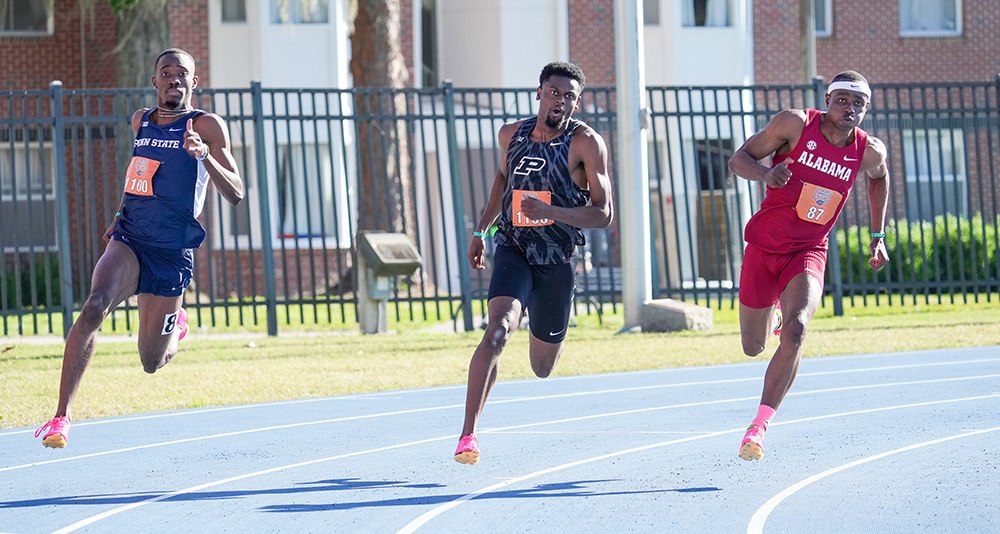 Jones Memorial Men — Lyles 100 Squeaker As Sprints Warm Up