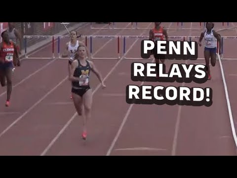 Savannah Sutherland With The Penn Relays MEET RECORD In Collegiate Women's 400m Hurdles