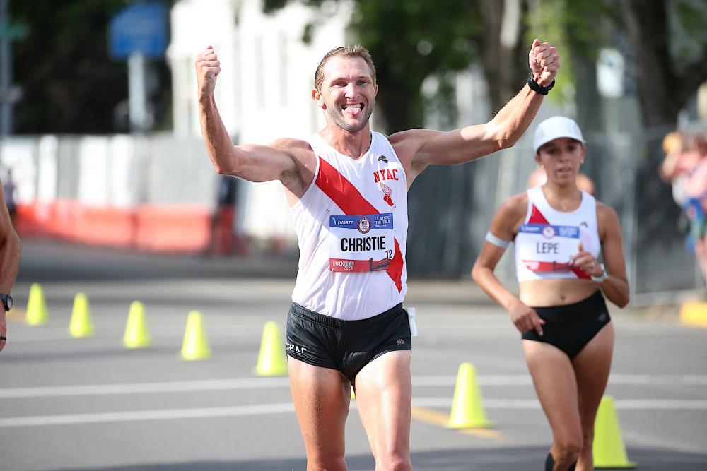 News - Nick Christie, Robyn Stevens Repeat as Olympic Trials 20-Kilometer Racewalk Champions