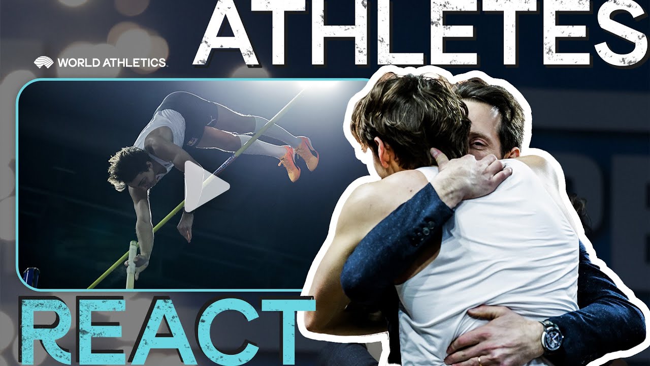 Mondo Duplantis and Renaud Lavillenie react to 6.22m pole vault world record 😤 |  Athletes React