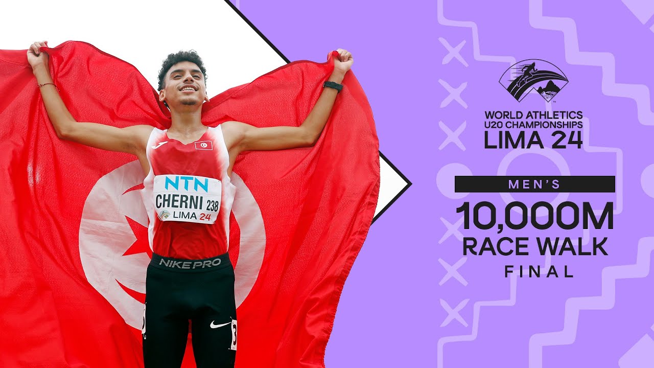 Golden race walk glory for 🇹🇳's Cherni in Lima | World Athletics U20 Championships Lima 2024