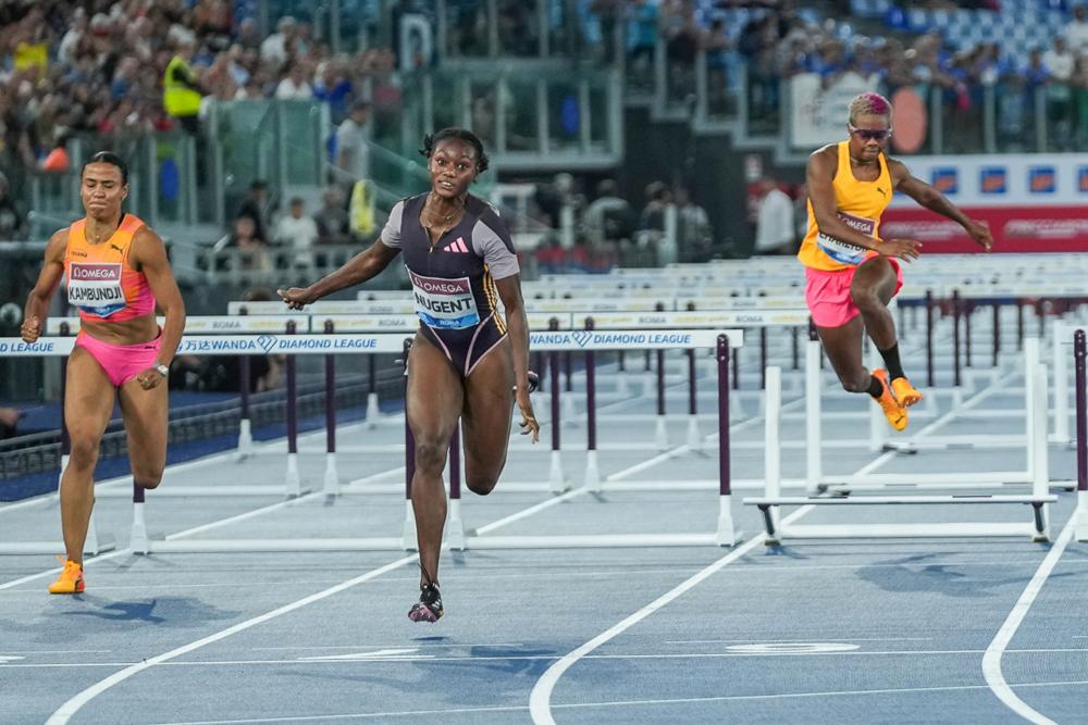 News - Ackera Nugent Beats Olympic Champion Masai Russell With No. 4 Hurdles Time In History