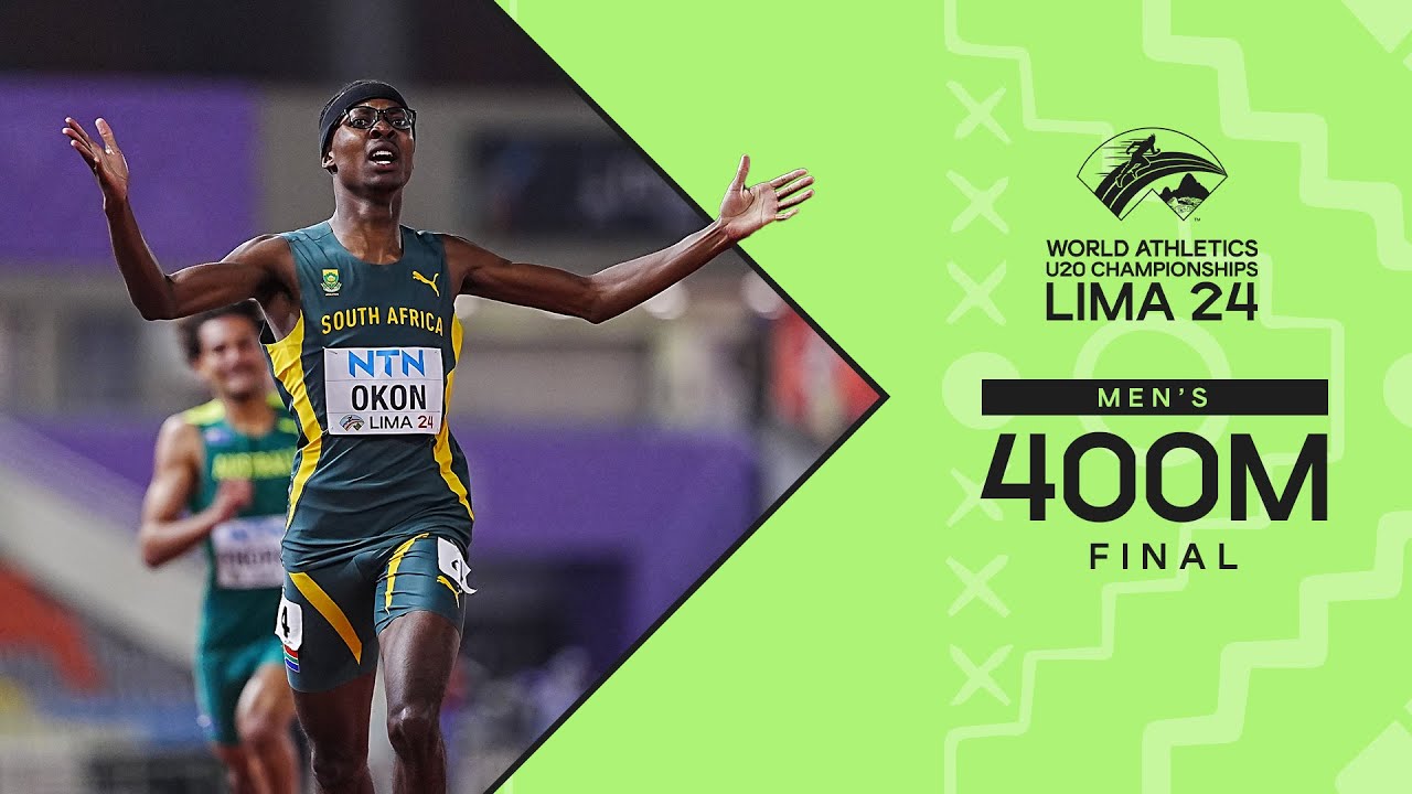 🇿🇦's Okon times it to perfection in the 400m final ⚡️ | World Athletics U20 Championships Lima 2024