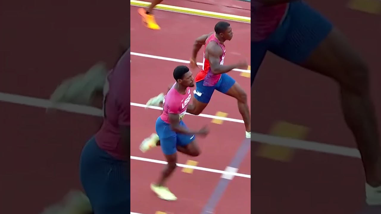 Fred Kerley dipping to the 100m world title 😮‍💨 #olympics #sports #running #track