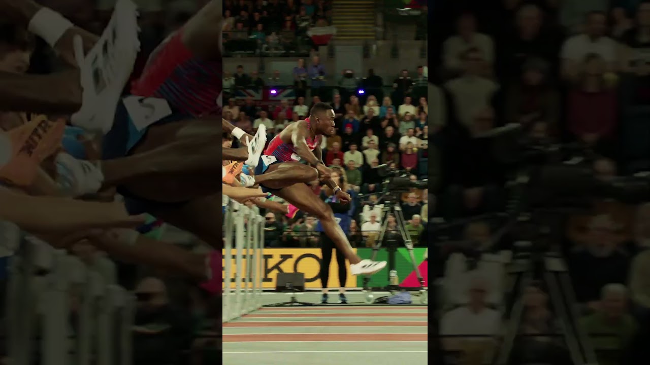 Grant Holloway is unstoppable 😮‍💨 #usa #hurdles #running #sports #worldindoorchamps