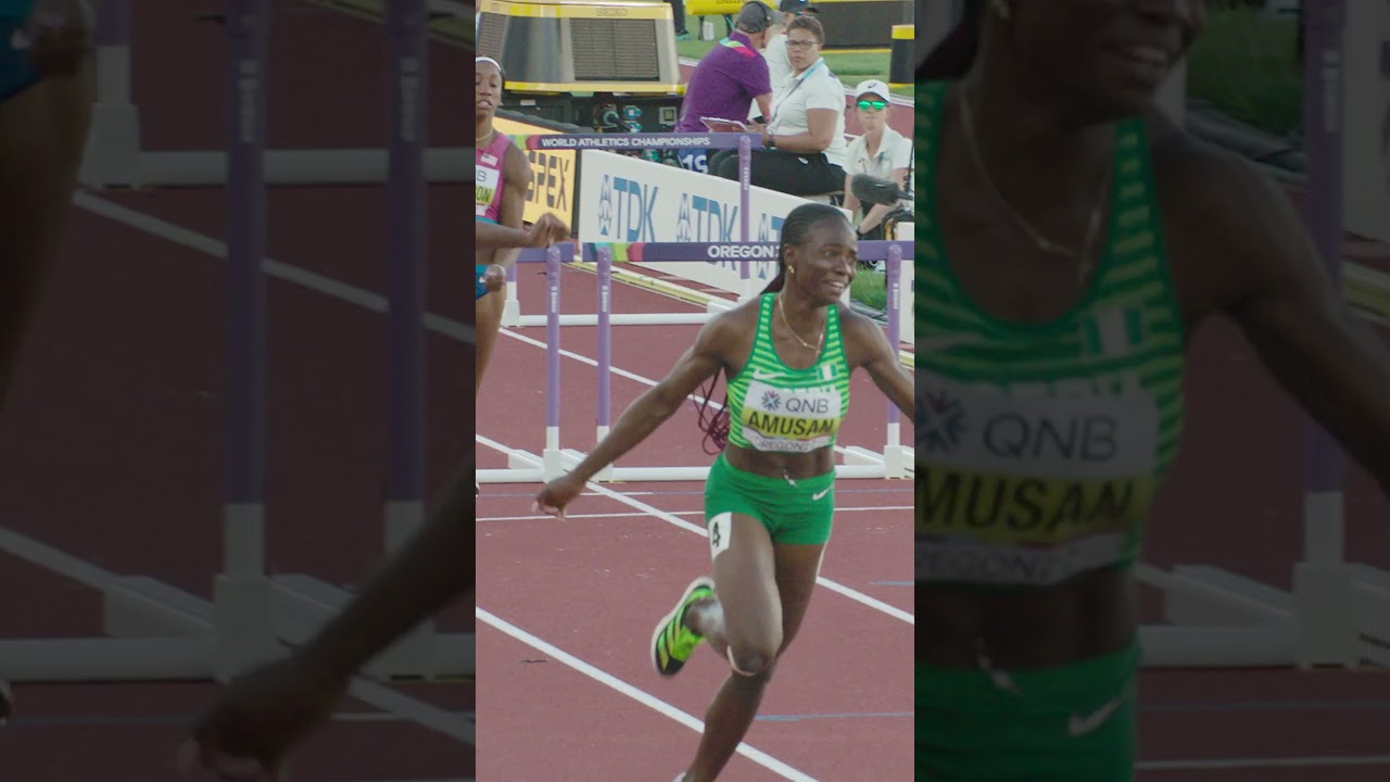 Amusan charging to her 100m hurdles world title in Oregon  #worldathleticschampionships #nigeria