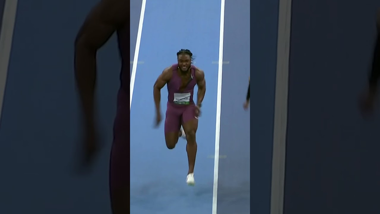 Kishane Thompson wins his on his indoor debut 😮‍💨 #running #athletics #jamaica #sports #olympics