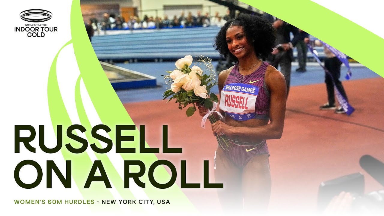Olympic champion Masai Russell blazes to 60m hurdles world lead 🔥  | World Indoor Tour 2025