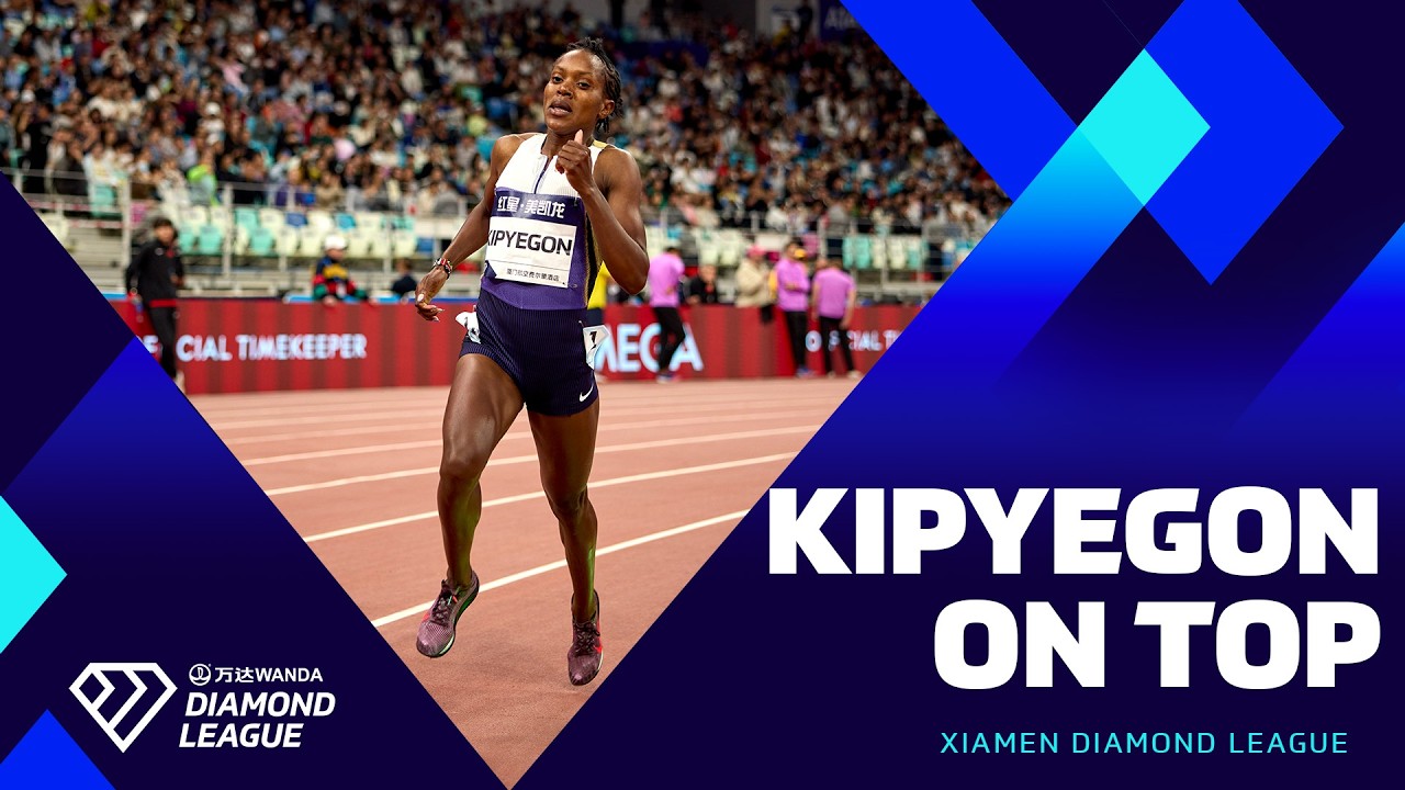 Kipyegon narrowly misses out on 1000m world record in Xiamen 👀 | Wanda Diamond League