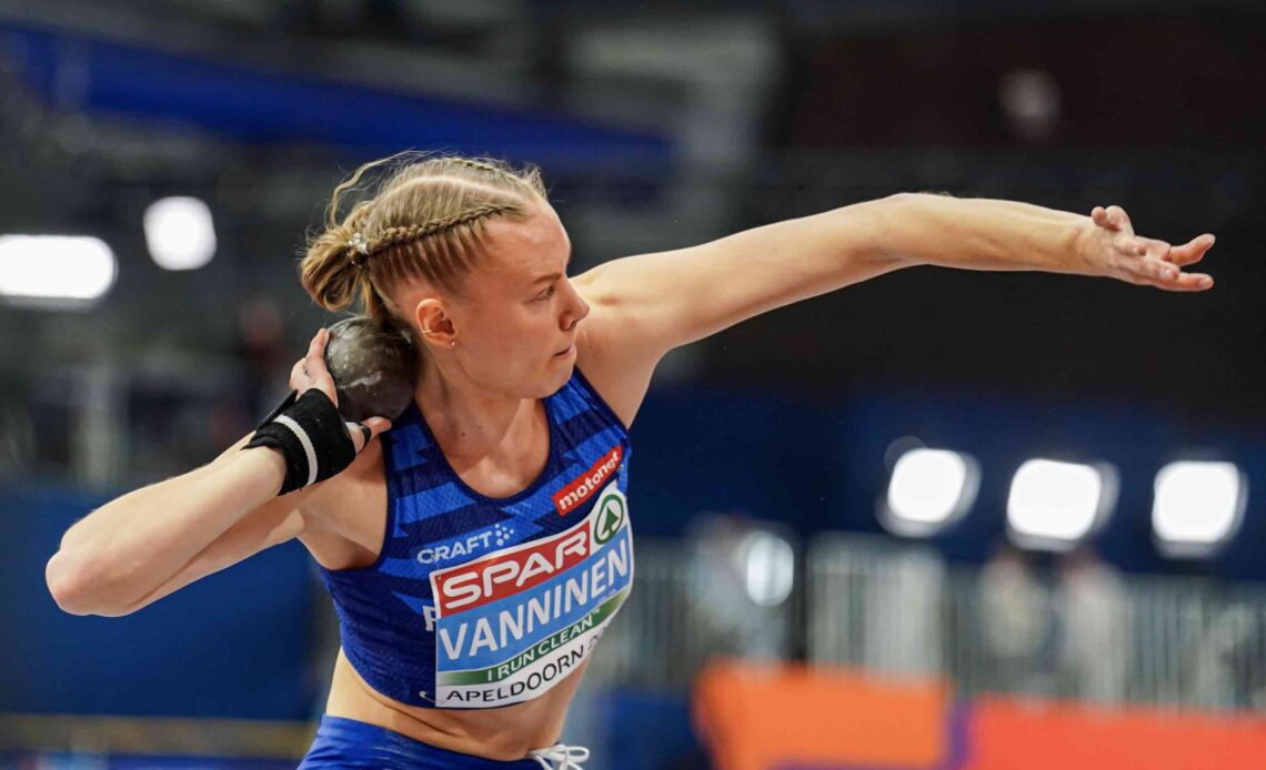 2025 European Athletics U 23, Day 4, in Bergen, Norway, Women's events: GBR 3:26.52 U23ER, Saga Vanninen, 6,563 CR/NR (July 20, 2025)