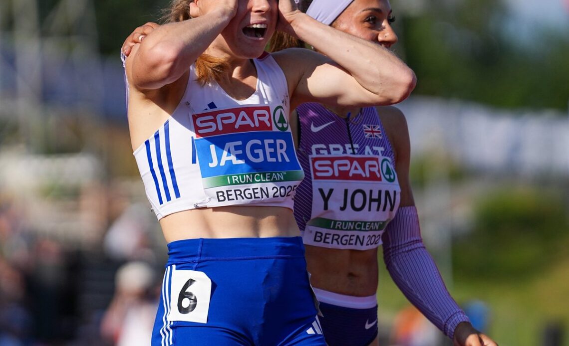 2025 European Athletics U23, Day 3, July 19, 2025, Women's events, in Bergen, Norway: Jæger 49.74 CR, Werro 1:57.42 CR, Newnham 54.08 CR