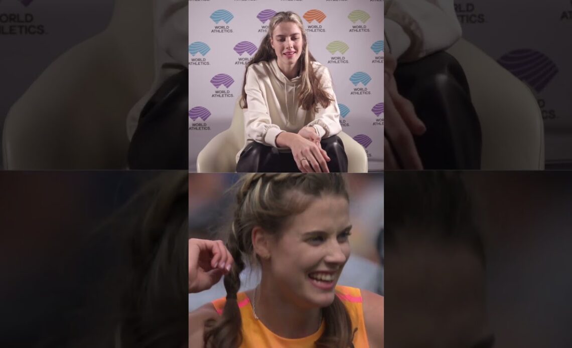 Yaroslava Mahuchikh reacts to incredible 2.10m world record ✈️ #athletics #ukraine #fly #athlete