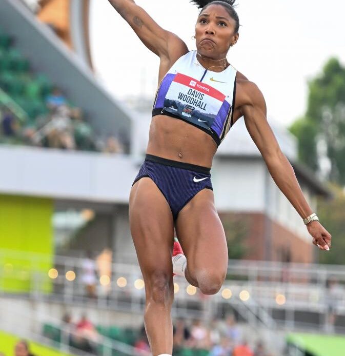 News - Tara Davis-Woodhall Overcomes Shaky Start, Jumps World Lead For Third Straight U.S Long Jump Title
