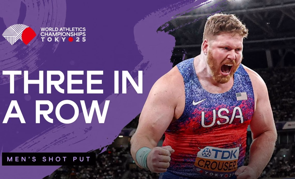 Crouser secures 3rd world title in a row with monster 22.34m | World Athletics Championships 25